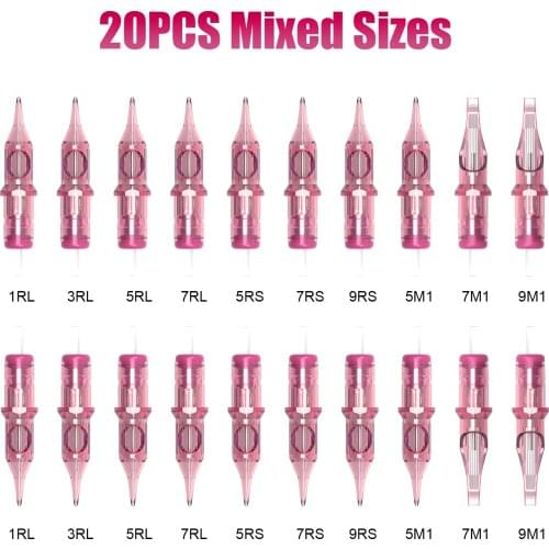 10/20PCS Original Mixed Cartridge Tattoo Needle RL RS M1 Disposable Sterilized Safety Tattoo Needle for Cartridge Machines Grips