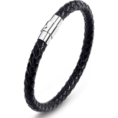 Classic Handmade Braided Leather Rope Bracelet for Men Women Charm Jewelry Stainless Steel Bangles Fashion Wrist Band Gifts P692