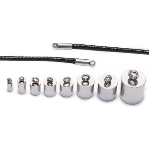 10pcs100% Batch Stainless Steel End Tip Cap Suitable 2-10mm Tassel Leather Wire End Crimp Cap, Used To Make Jewelry Bracelet C