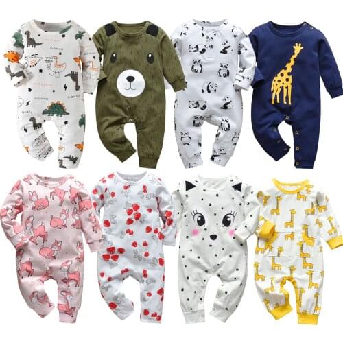 Newborn Baby Boys Girls Romper Pajamas Infant Clothing Cotton Long Sleeve Print O-Neck Comfy Jumpsuit Toddler Clothes Outfits