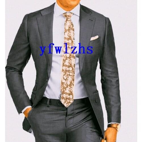 Handsome Groomsmen Notch Lapel Groom Tuxedos Wedding Dress Men Suits Blazer Prom Dinner (Jacket+Pants+Tie) K266