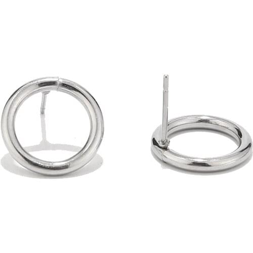 10pcs/lot Circle Cutout Earrings Stainless Steel 13.5mm Width Round Earring Stud For DIY Jewelry Women Girls Earring Making