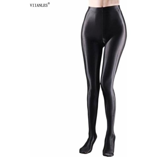 VIIANLES High Waist Shiny Stretchy Leggings Sexy Dance Pants Disco Leggins Skinny Fitness Soft Women Solid Comfortable Push Up