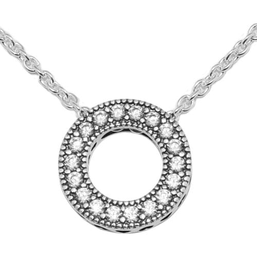 Trendy 925 Sterling Silver Round Circle Necklace Chain Pendants Necklaces for Women Silver Jewelry Making collier