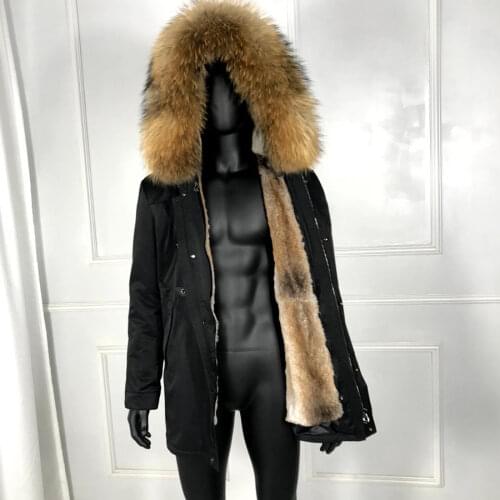 Real fox fur collar rabbit fur lined hooded parka winter mens outwear High quality 2019 New Mens winter outwear Classic jacket
