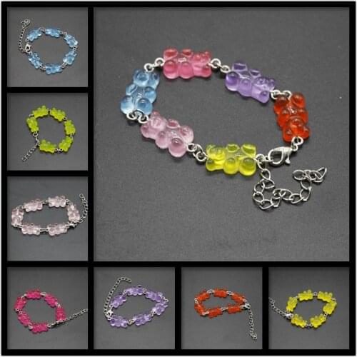 2020 New Cute Candy Color Cartoon Bear Pendant Bracelet, Unisex, Party Gift, Daily Jewelry Creative Jewelry