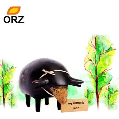 ORZ Modern Animal Wooden Figurines For Kawaii Interior Black Goat Whale Living Room Easter Office Home Decoration Accessories