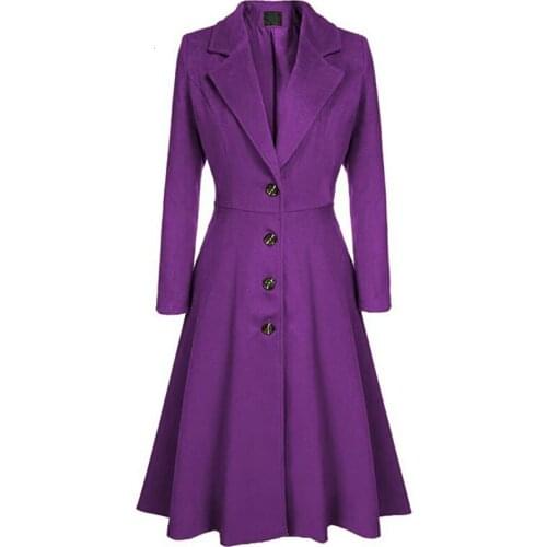 Autumn Winter Elegant Women Warm Mix Long Coat Neck Back Coat Woman Office Work Female Overcoat
