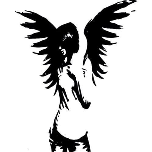 Car Sticker Bad Devil Magic Girl Car Sticker Silhouette Fashion Style Cartoon Car Decoration PVC Sticker Black/White, 14cm*12cm