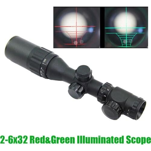 Tactical 2-6x32 Red and Green Illuminated AOE Scope Come With Sunshade and Scope Rings Marking Version