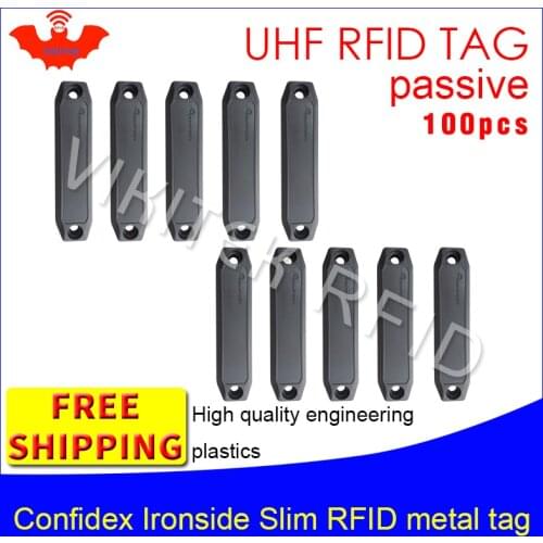 UHF RFID metal tag confidex ironside slim 915m 868m Impinj Monza4QT EPC 100pcs free shipping durable ABS smart passive RFID tags