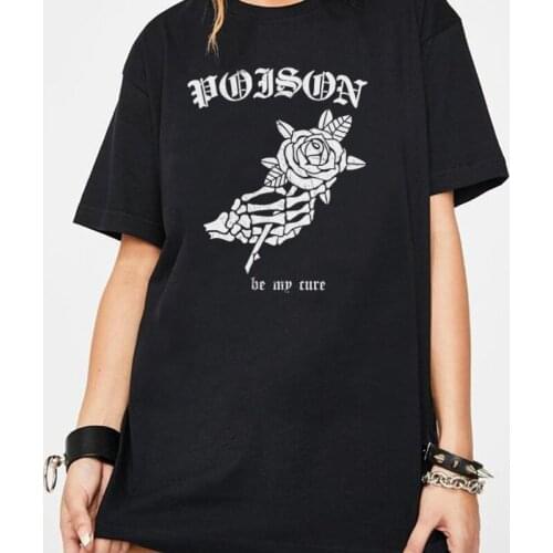 Female Gothic Print Clothing Women Dark Grunge Aesthetic Oversized T Shirt Vintage Streetwear Black Tshirt Goth Tops Clothes Tee