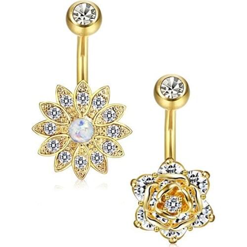 2pcs 14G Surgical Steel Belly Button Rings Women Screw Navel Bars Body Piercing