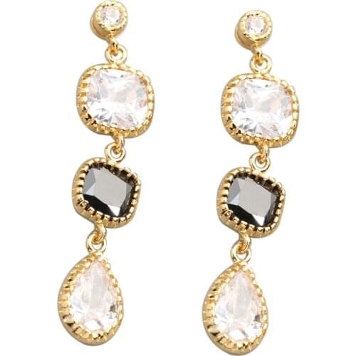 Nobiliary Black Stone 10*10mm Semi-precious Cool For Womens Stud Earrings ED0487