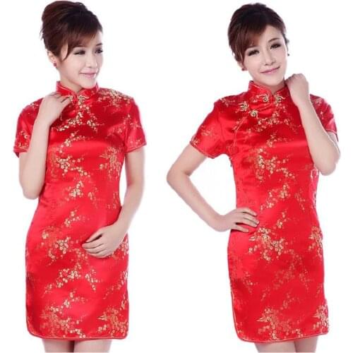 Women Satin Daily Casual Dress Summer New Long Qipao Print Flower Chinese Cheongsam Size S M L XL XXL