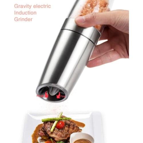 1Pcs Stainless Steel Pepper Mill Electric Gravity Salt and Pepper Grinder Operated Automatic Grinding Mills