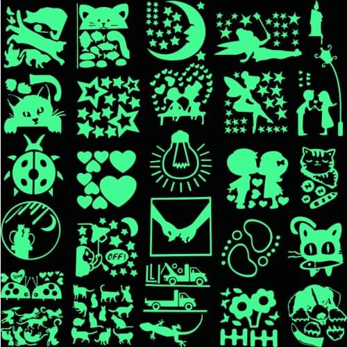 1PCS Wall Stickers Home Decor Cartoon Luminous Switch Sticker Glow in the Dark Kids Room Decoration Sticker Decal Cat