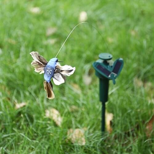 1pcs Plastic Solar Powered Flying Butterfly Bird Sunflower Yard Garden Decor Butterflies Hummingbird Ornament Garden Stake Y