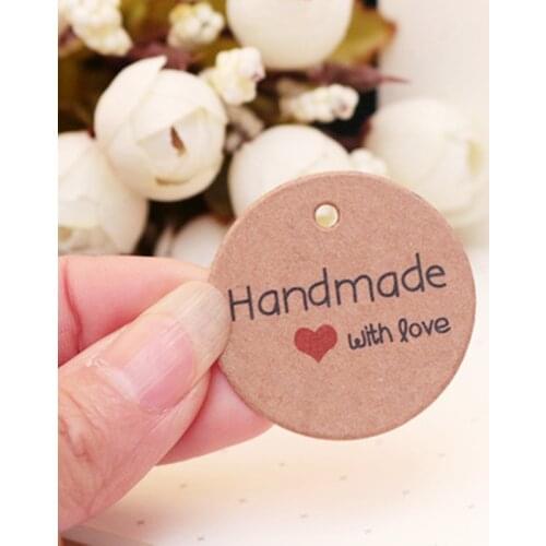 100pcs Thank You with Red Heart Kraft Gift Tags Wedding Party Paper Hang Tags Price Label Hang Tag Cards Bedroom Decor