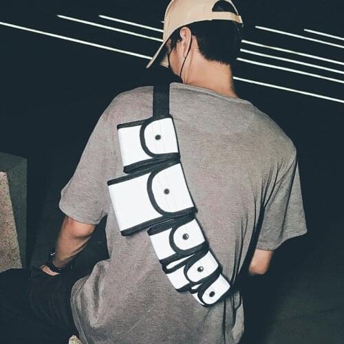 2020 Cool Streetwear Waist Bag for Men Women Reflective material Tactical chest pack Whit 5 Pockets Hip hop Waist Packs Belt Bag