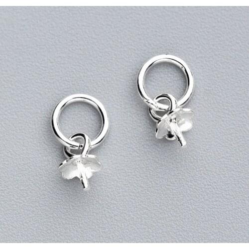 5pcs/lot 925 Sterling Silver Pearl Pendant Connector Bail Caps 6x4mm Necklace Bead End Caps Trays DIY Jewelry Making Findings