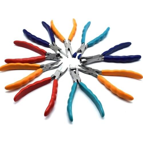 9PCS Stainless Steel Plier Colorful Rubber Handle Pliers Fo Beading Tool Kit Jewelry Making DIY Equipment