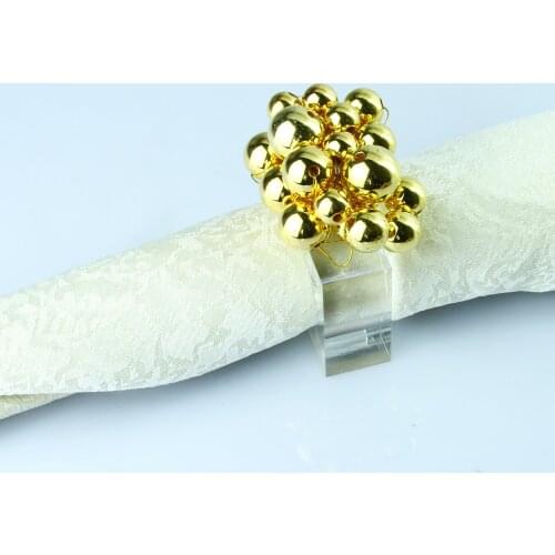 Free Shipping Gold Pearl With Square Acrylic Napkin Ring Holder 4 Pcs qn21010506
