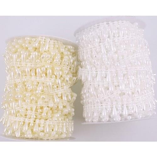 15 Meters 14mm Waterdrop Beads Cotton Plastic Pearls Chain Connection Beads for DIY Wedding Party Christmas Decoration