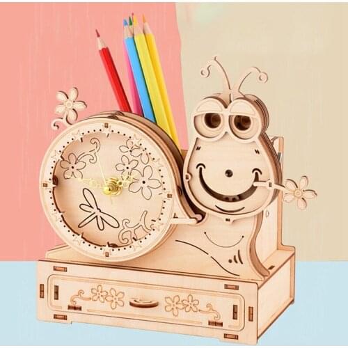 Kids 3D 3-Dimensional Jigsaw Puzzle Early Education Advantage Intellectual Toy Snail Clock Music Box Pen Holder Puzzle