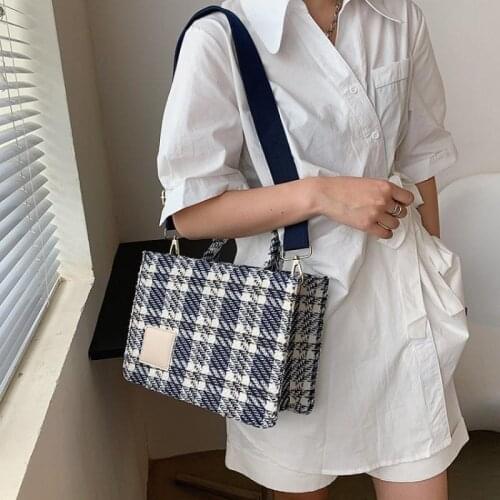 Canvas Plaid Pattern Tote Bags For Women Fashion Large Capacity Shopper Womens Bag Wide Strap Crossbody Bag for Women Handbags