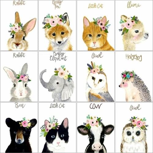 HUACAN Picture By Number Cat Animal Kits For Adults Handpainted DIY Paint By Number Elephant On Canvas Home Decoration