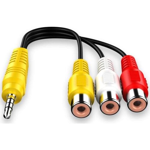 3.5MM to 3 RCA Cable Video Component AV Adapter Cable for TCL TV 3.5mm to RCA red, white and yellow female video cable TV set