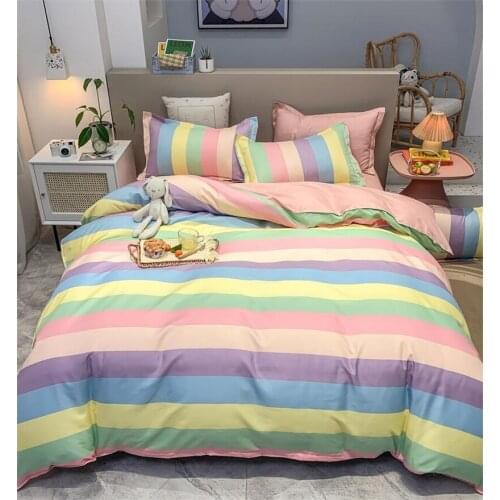 Rainbow Bedding Set Cartoon Printed Bed Linen Sheet Adult Kids Childs 4IN1 3IN1 Bedsheet with Duvet Cover Pillowcase All Season