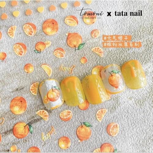 Beautizon Strawberries Oranges Fruit Cute Image Quality 3D Engraved Nail Stickers Nail Art Decorations Nail Decals Design