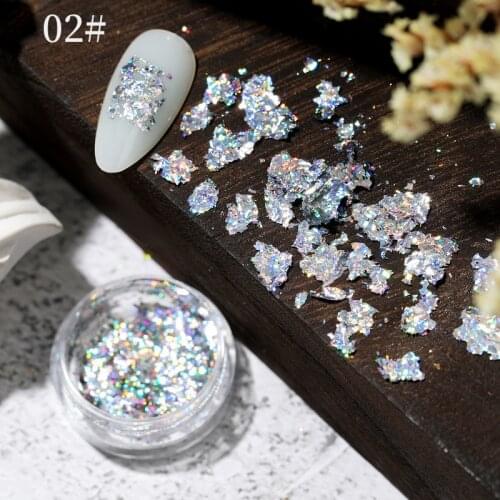 Crystals Fire Opal Flakes Nail Sequins Purple Pink Holographics Glitter DIY Chrome Powder For Nails Manicures Paillettes Decor