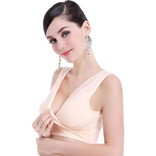 Lace vest-type maternity underwear without rims cross breastfeeding underwear comfortable maternity sleep bra without breast pad