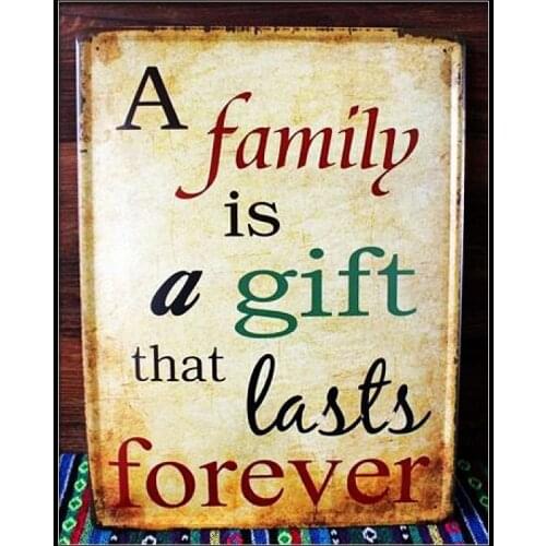30pcs/lot Metal Sign shabby chic A family is a gift that lasts forever painting Vintage Tin Sign wall poster Club Bar Home Old W