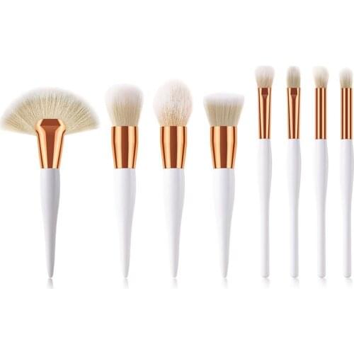 Fashion 8pcs White Brush Makeup Brushes Set Foundation Brush Blending Power Eyeshadow Brush Cosmetic Beauty Make Up Tool