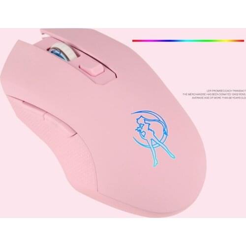 Pink Silent LED Optical Game Mice 3200DPI Adjustable 2.4G Wireless Mouse Colorful Backlit Ergonomic Computer Mouse For Girl