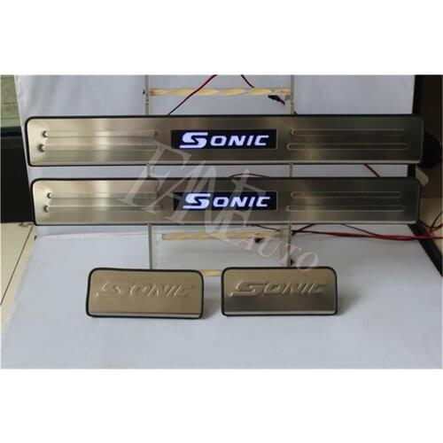 Stainless Steel Led Door Sill Scuff Plate Guard Sills Protector Trim For Chevrolet Sonic 2012-2019