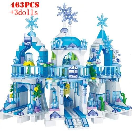 Princess Snow Queen Ice Castle Snow Figures Building Blocks Friends City Girl Bricks Educational Toys Gift For Children Gifts