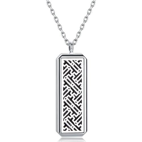 Rectangle Locket Pendant Jewelry Stainless Steel Fashion Aromatherapy Perfume Essential Oil Locket Diffuser Necklace Gift