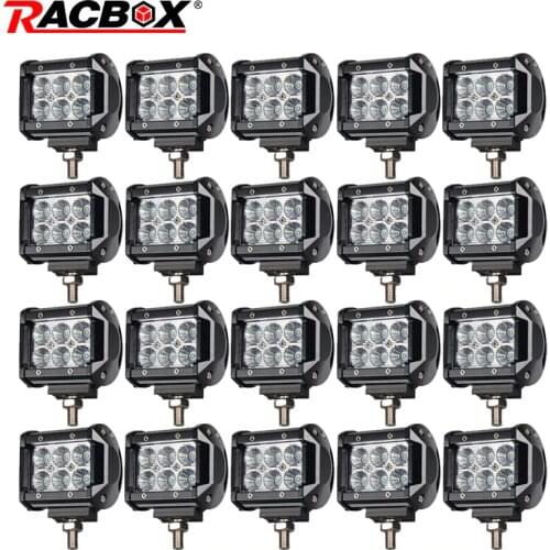 RACBOX 20 pieces 4 inch Double Row 18w Led work Light bar Floodlight Spotlight 12V 24V fog light for LADA Jeep Toyota Chevrolet