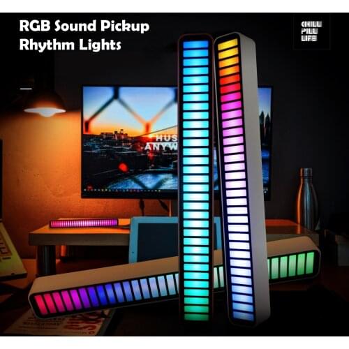 New Sound Control Light RGB Voice-Activated Music Rhythm Ambient Light with 32 LED 18 Colors Car&Home Decoration Lamp
