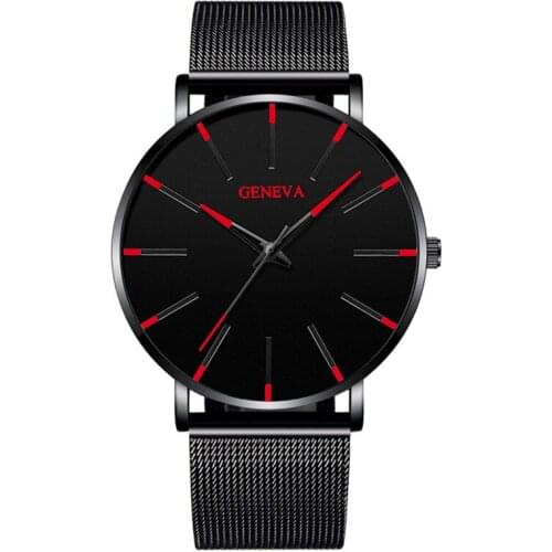 Luxury Fashion Mens Minimalist Watches Ultra Thin black Stainless Steel Mesh Band Watch Men Business Casual Analog Quartz clock