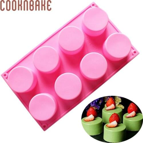 COOKNBAKE silicone mold for soap Round Cake baking pastry Mold Cupcake Decorating Tool Candle pudding jello Making Mold 8 holes