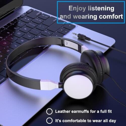 Foldable Wired Headphones 3.5mm HiFi Audio Bass Headset Gaming Headphone with Microphone for Phone/Tablet