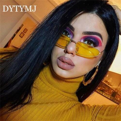 DYTYMJ 2020 Stylish Transparent Triangular Glasses Small Metal Frame Ocean Lens Cat Eye Sunglasses Women Men Vintage Sun Shades