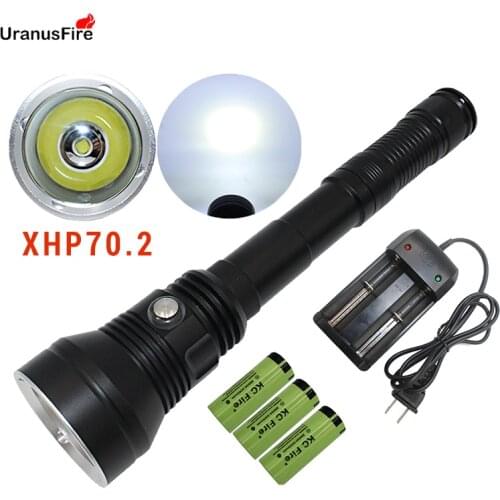 LED Flashlight XHP70.2 Scuba Diving Light Waterproof IPX8 Underwater spearfishing 100m XHP70 led Dive Lamp Torch 3*26650 battery