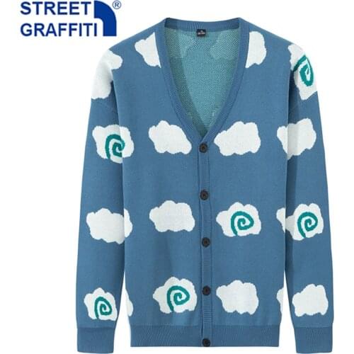 2021 Men Autumn New Casual Cotton Hip Hop Sweater Pullovers Men Spring Fashion V-Neck Knitted Sweater Coats Streetwear Sweaters